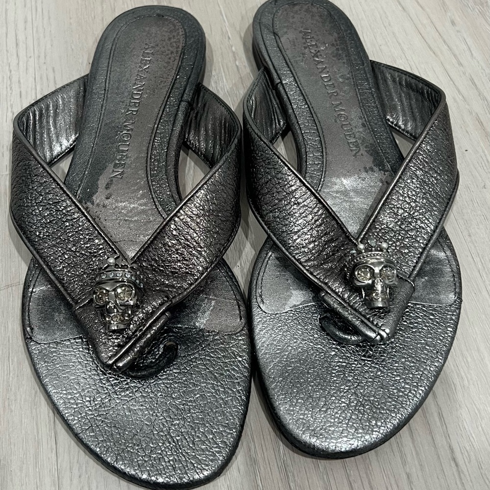Alexander McQueen silver leather sandals